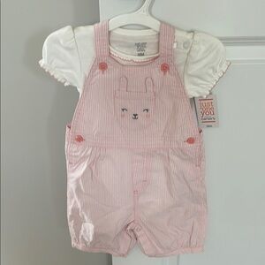 Carter's Pink Striped Overalls with Bunny Design